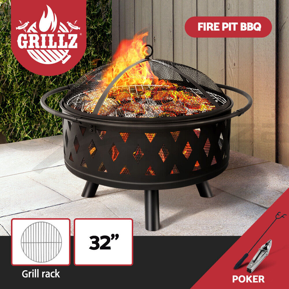 Grillz Fire Pit BBQ Grill 82cm