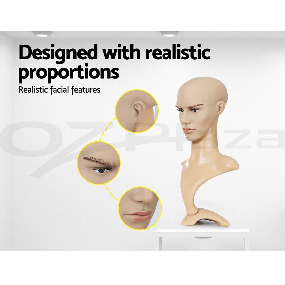 Embellir Male Mannequin Head Dummy Model Display Shop Stand Professional Use