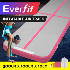 Everfit 3M Air Track Gymnastics Tumbling Exercise Yoga Mat Inflatable Pink