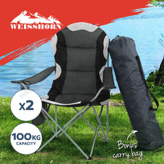 Weisshorn Camping Folding Chair Portable Outdoor Hiking Fishing Picnic Grey 2pcs