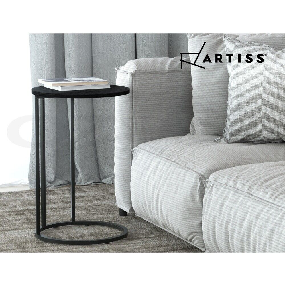 Artiss Coffee Table Side Table Round Black Martha