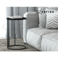 Artiss Coffee Table Side Table Round Black Martha