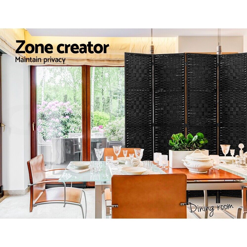 Artiss 4 Panel Room Divider Screen Privacy Dividers Stand Fold Woven Bk