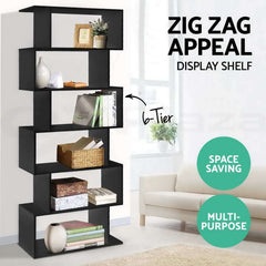 Artiss Bookshelf 6 Tiers - RIVA Black