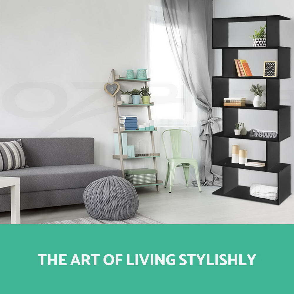 Artiss Bookshelf 6 Tiers - RIVA Black