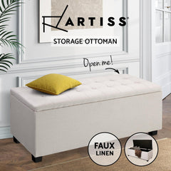 Artiss Storage Ottoman Blanket Box Large Seat Fabric Foot Stool Chest Toy Bed