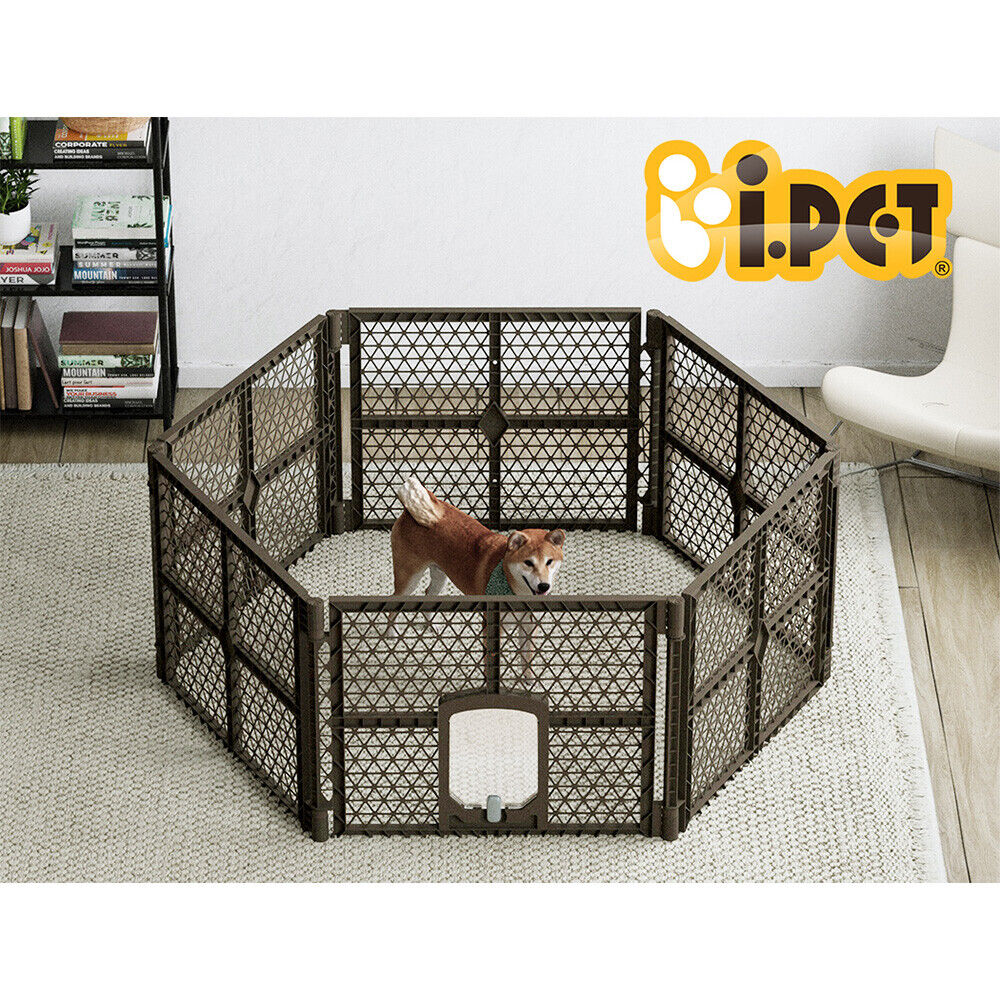 i.Pet Dog Playpen Enclosure 6 Panel Pet Fence Plastic Play Pen