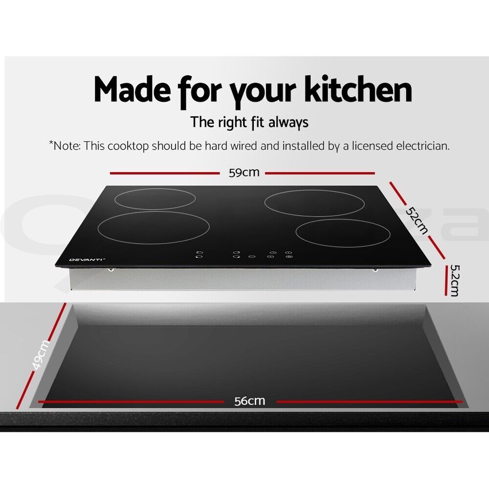 Devanti Electric Ceramic Cooktop 60cm Touch Control