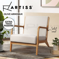 Artiss Armchair Fabric Beige Olive