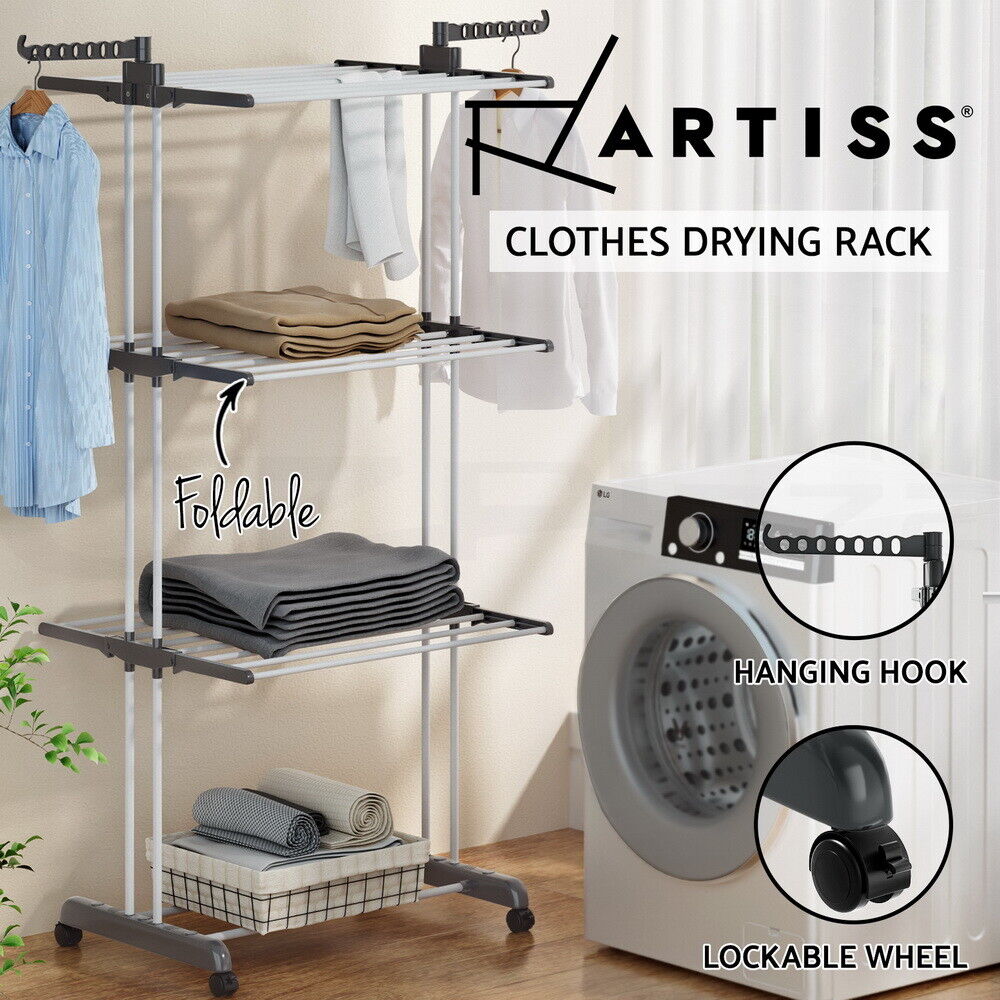 Artiss Clothes Drying Rack 173cm Coat Aier Hanger Foldable