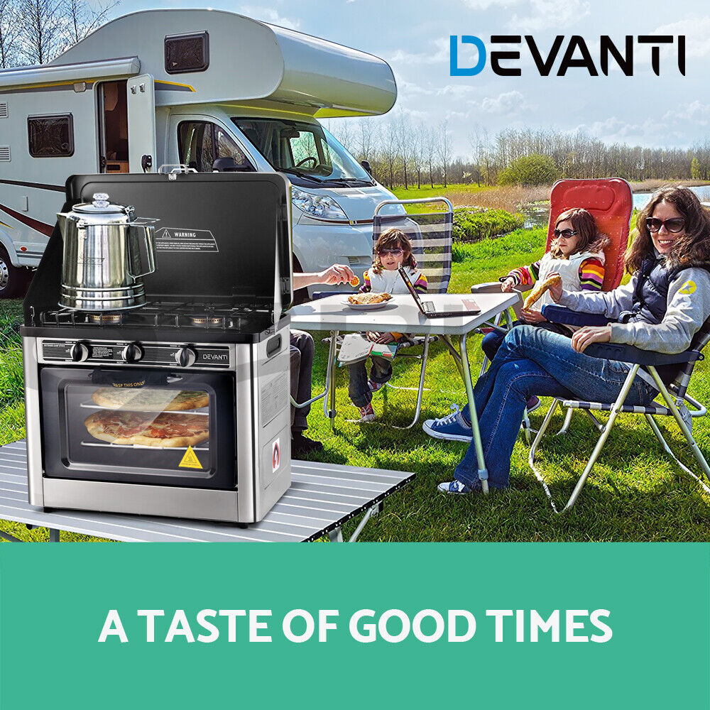 Devanti Portable Gas Oven LPG Silver