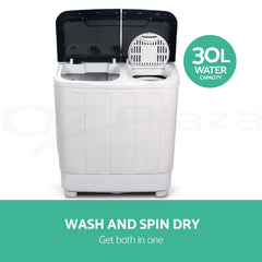 Devanti Portable Washing Machine Twin Tub 5KG White