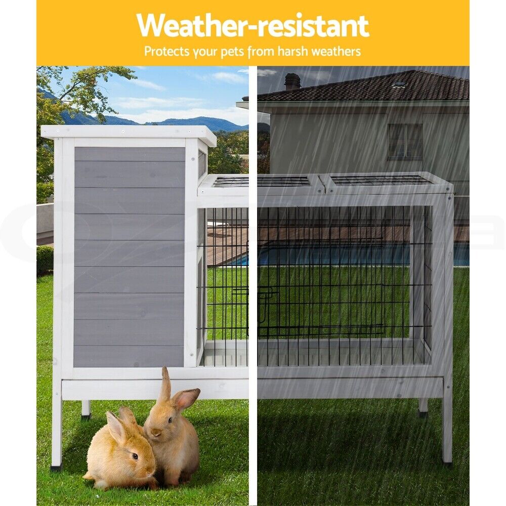 i.Pet Rabbit Hutch 97cm x 49cm x 86cm Chicken Coop Large Run Wooden Outdoor Cage House