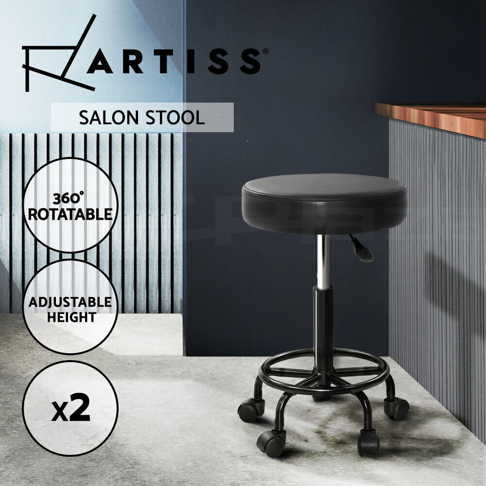 Artiss 2x Salon Stool Round Swivel Chair