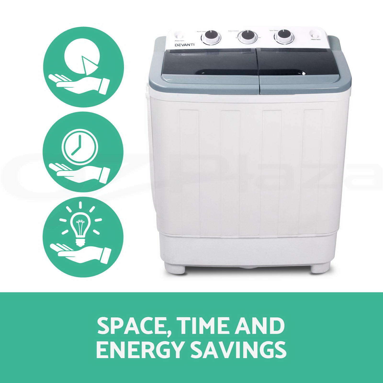 Devanti Portable Washing Machine Twin Tub 5KG White