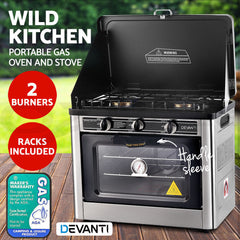 Devanti Portable Gas Oven LPG Silver