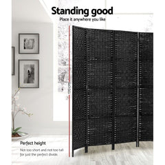 Artiss 4 Panel Room Divider Screen Privacy Dividers Stand Fold Woven Bk