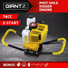 Giantz 74CC Post Hole Digger Motor Only Petrol Engine Yellow