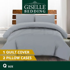 Giselle Bedding Quilt Cover Set Classic Grey Queen