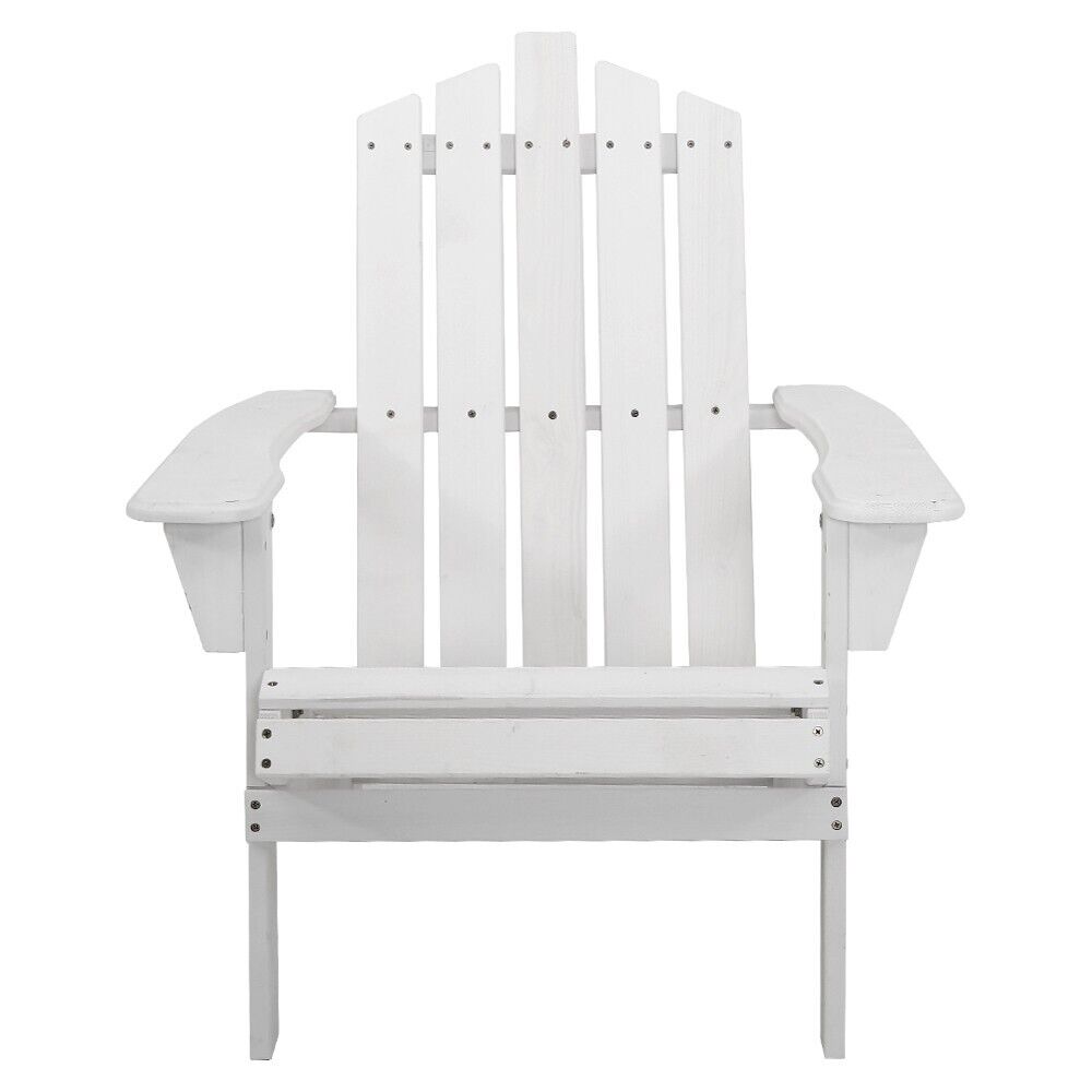 Gardeon Adirondack Outdoor Chairs Wooden Foldable Beach Chair Patio Furniture White