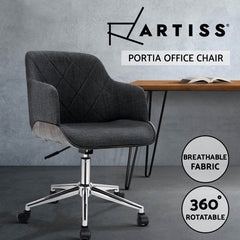 Artiss Fabric Office Chair Wooden Computer Chairs Gaming Work Home Study Grey