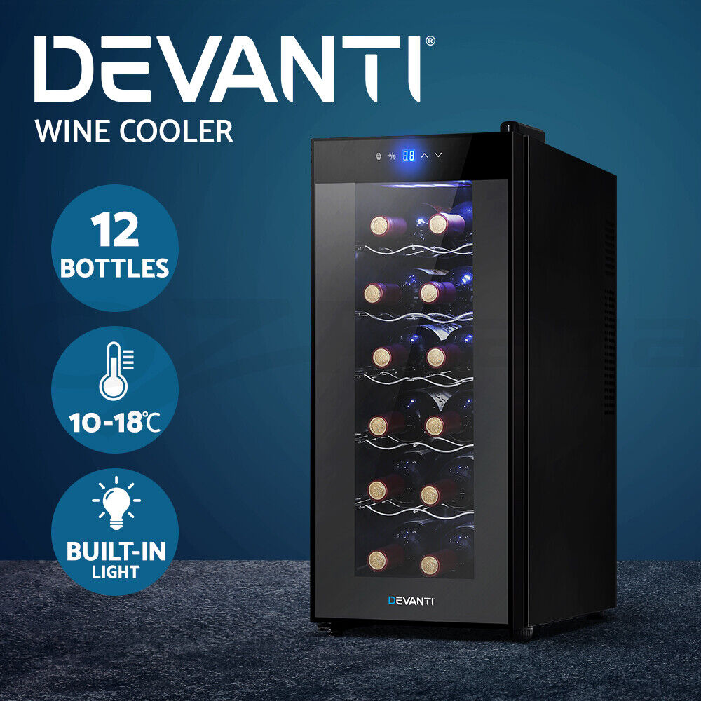 Devanti Wine Cooler Fridge 12 Bottles