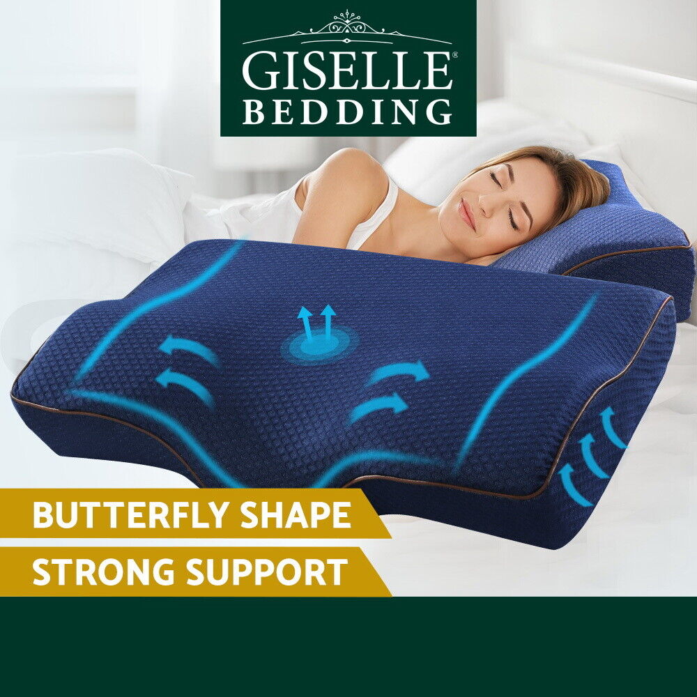 Giselle Bedding Memory Foam Contour Pillow Navy