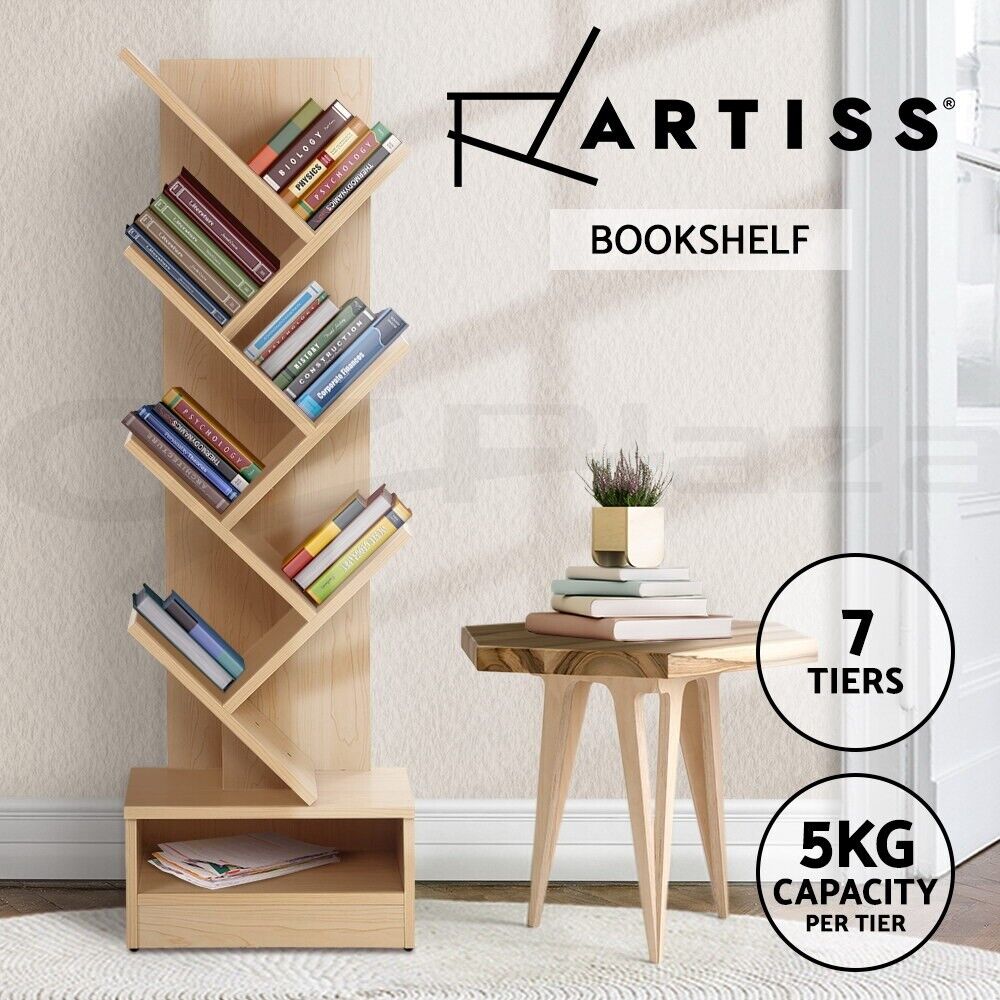 Artiss Tree Bookshelf 7 Tiers - ECHO Oak