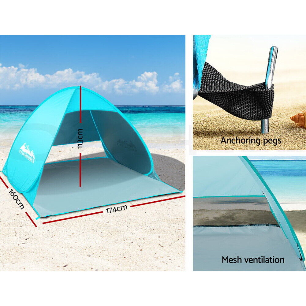 Weisshorn Pop Up Beach Tent Camping Hiking 3 Person Sun Shade Fishing Shelter