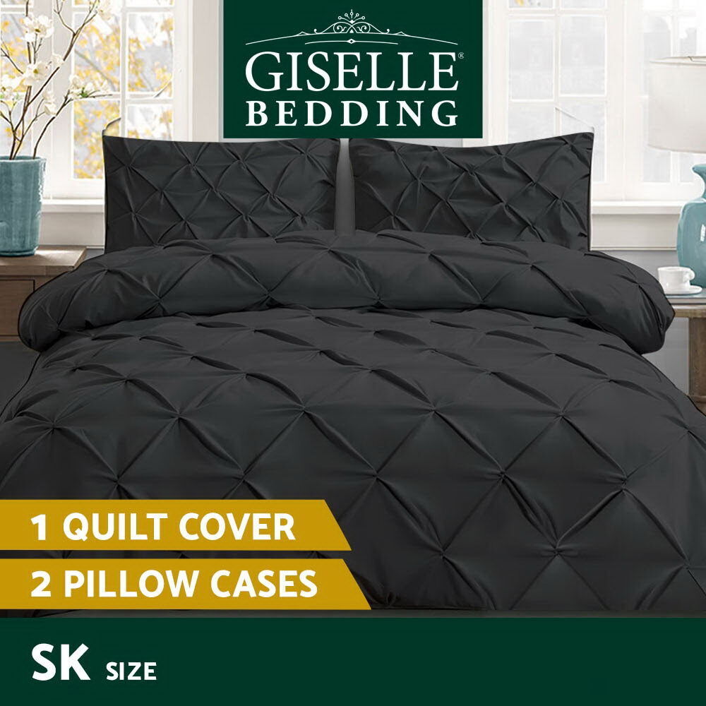 Giselle Bedding Quilt Cover Set Diamond Black Super King