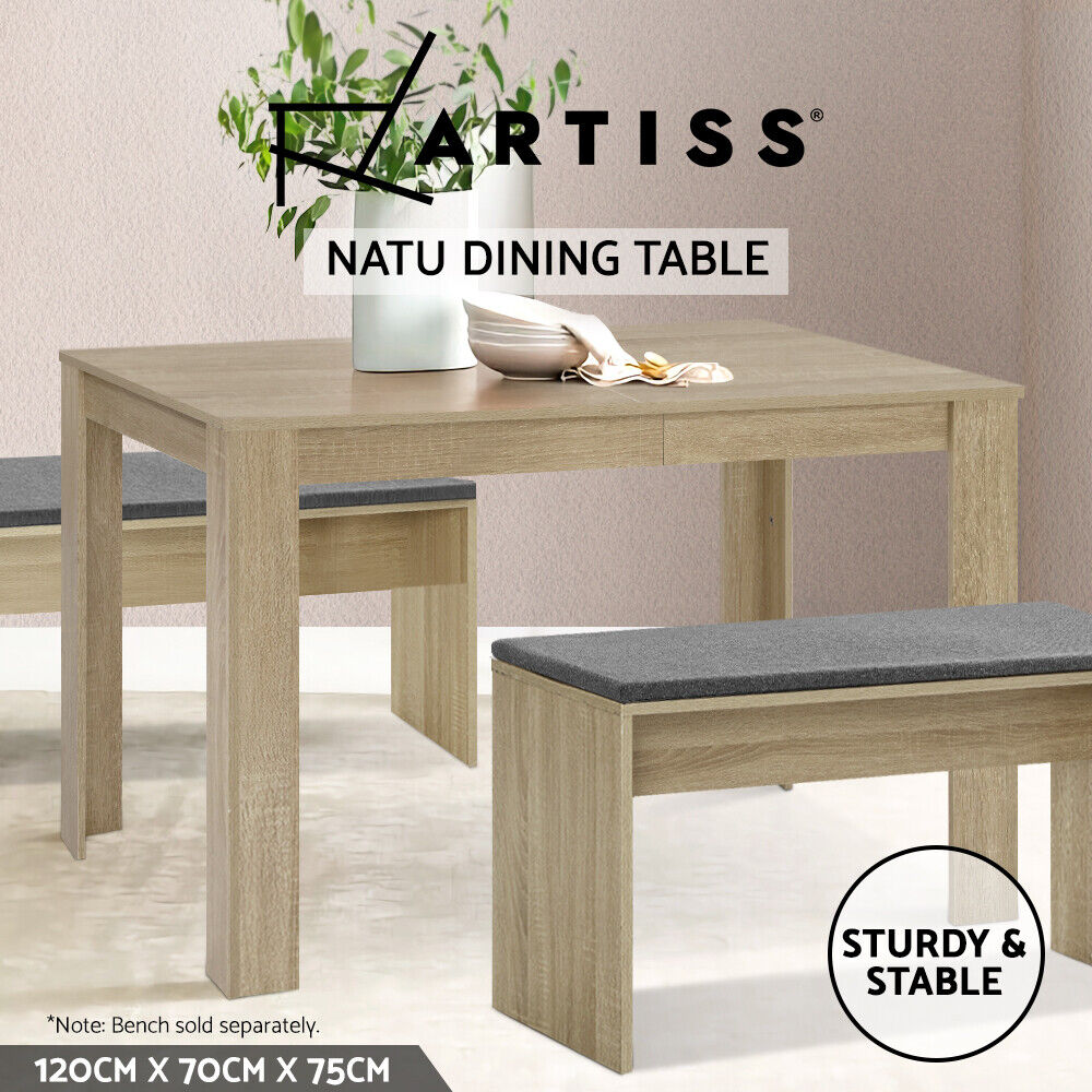 Artiss Dining Table Rectangular 4 Seater 120CM Oak Natu