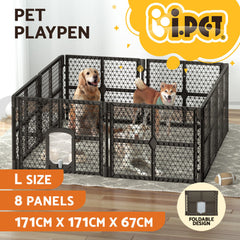 i.Pet Dog Playpen Enclosure 8 Panel Pet Fence Plastic Play Pen