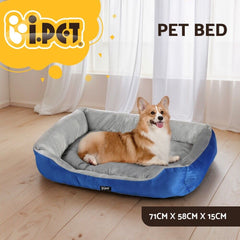 i.Pet Pet Bed Dog Cat Calming Soft Mat Sleeping Comfy Plush Cave Washable Blue