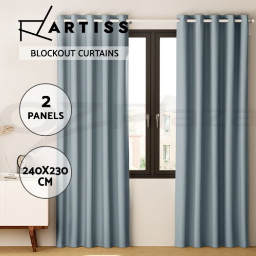 Artiss 2X Blockout Curtains Eyelet 240x230cm Grey