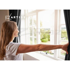 Artiss 2X Blockout Curtains Eyelet 140x230cm Black