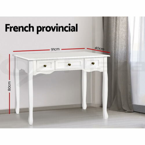 Artiss Console Table 3 Drawers White Hamptons