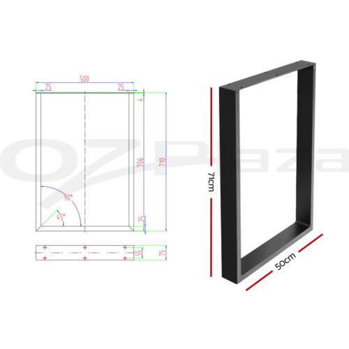 Artiss Metal Table Legs DIY Rectangular 71X50CM Set of 2