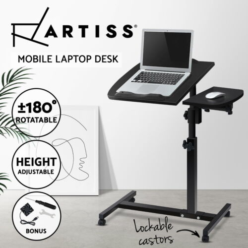 Artiss Laptop Desk Table Fan Cooling Black 60CM