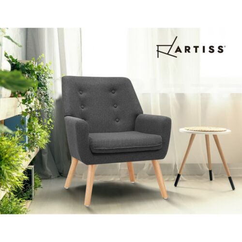 Artiss Armchair Tub Chair Single Accent Armchairs Sofa Lounge Fabric Charcoal