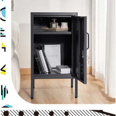 ArtissIn Bedside Table Metal Cabinet - MINI Black