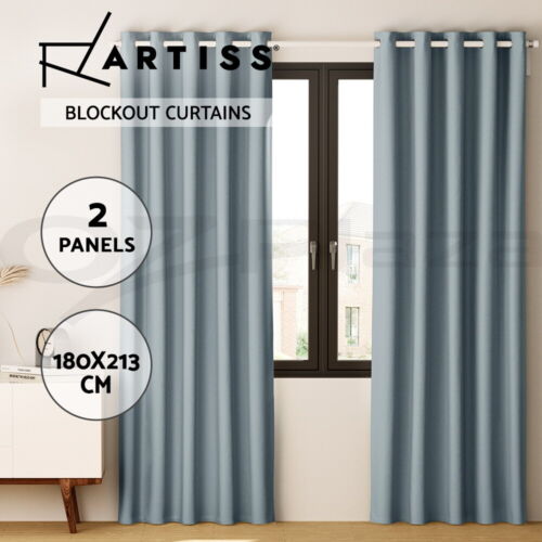 Artiss 2X Blockout Curtains Eyelet 180x213cm Grey