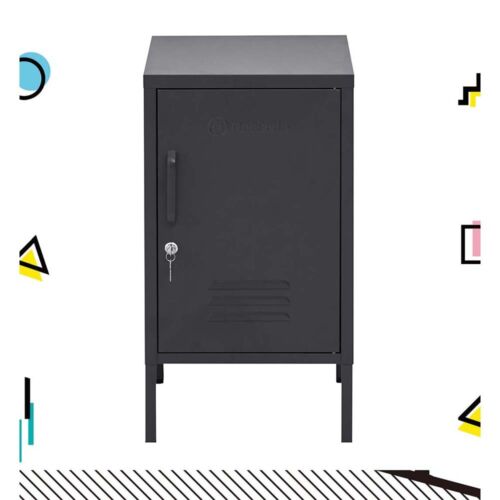 ArtissIn Bedside Table Metal Cabinet - MINI Black