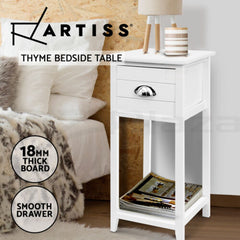 Artiss Bedside Tables Drawers Side Table Cabinet Nightstand White Vintage Unit