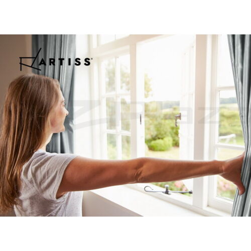 Artiss 2X Blockout Curtains Eyelet 240x230cm Grey Shine