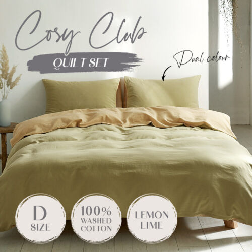 Cosy Club Duvet Cover Set Quilt Cover Pillow Case Yellow Inspired Double Queen