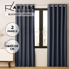 Artiss 2X Blockout Curtains Eyelet 240x230cm Charcoal