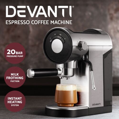 Devanti 20 Bar Coffee Machine Espresso Cafe Maker