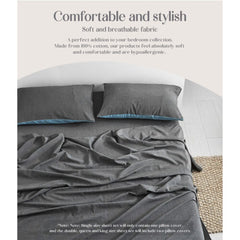 Cosy Club Cotton Bed Sheets Set Blue Grey Cover Double