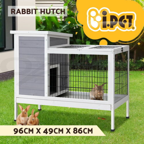 i.Pet Rabbit Hutch 97cm x 49cm x 86cm Chicken Coop Large Run Wooden Outdoor Cage House