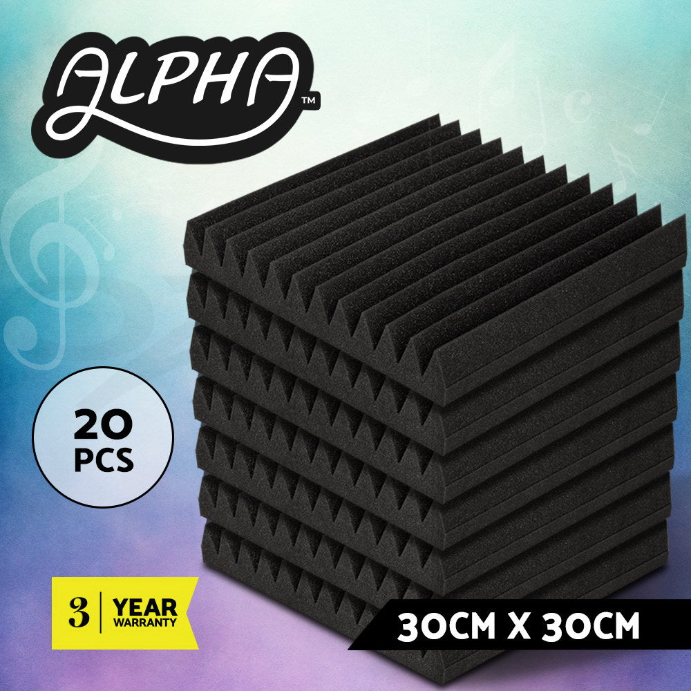 Alpha Acoustic Foam 20pcs 30x30x5cm Sound Absorption Proofing Panel Studio Wedge